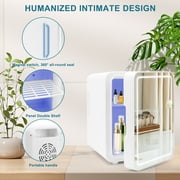 NISHCON Skincare Fridge, LED Personal Beauty Fridge, 4L Makeup Mini Fridges Mirrored Door, White