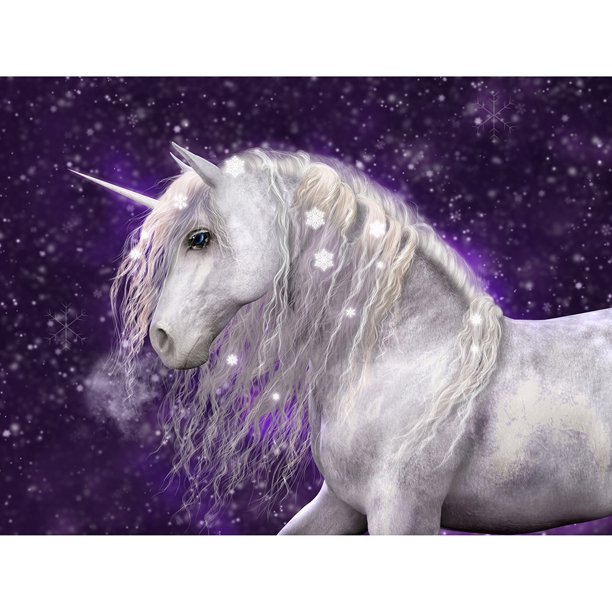 Cuadros Decorativos Kit de pintura de diamantes Caballo con un cuerno Regalo de imagen de diamantes de imitación de resina redonda completa JShteea Nuevos Originales