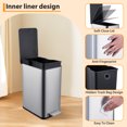 thumbnail image 5 of 10 Liter Small Bathroom Step Trash Can with Soft-Close Lid, Hands-Free Pedal & Removable Inner Bucket, Fingerprint Resistant Brushed Stainless Steel, 5 of 7