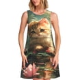 thumbnail image 1 of Disketp Cute Kitten Water Lilies para Vestido sin Mangas para Mujeres, Vestidos de Verano para Mujeres, Casual y Holgado para la Playa, 1 of 7