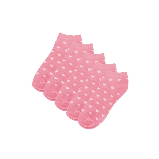 INSPIRE CHIC Calcetines deportivos de corte bajo con puño elástico para mujeres, talla de zapatos para niños grandes y niñas 3-5.5 / Edad 7-9, color rosa con corazón