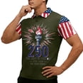 thumbnail image 4 of IWRICH 250TH Anniversary Polo Shirt for Men 250YEARS USA Flag Graphic Tee Short Sleeve Summer Tops Army Green L, 4 of 4