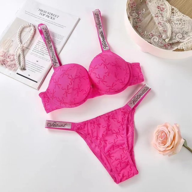 victoria secret Conjunto De Lencería Push Up De Encaje Sexy Letra Caliente 2 Piezas Bragas