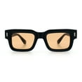 thumbnail image 3 of Hipster Thick Plastic Horn Rim Rectangle Gentleman Fashion Sunglasses Matte Black - Brown, 3 of 8