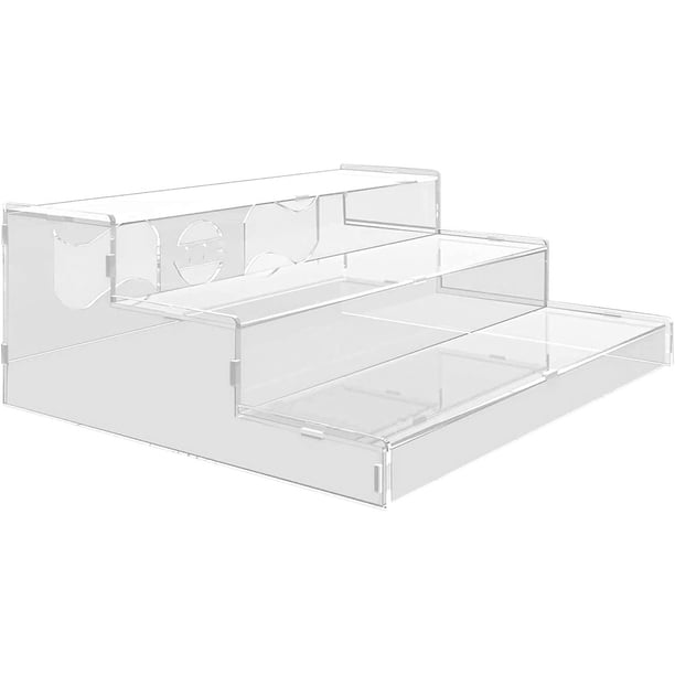 Pantry Organizador de especias acrílico transparente para gabinete y encimera (requiere montaje) Organizador de 3 niveles
