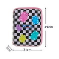 thumbnail image 2 of Girl Cartoon PU Checkerboard Pattern Tablet Case Zipper Clutch (Black), 2 of 8