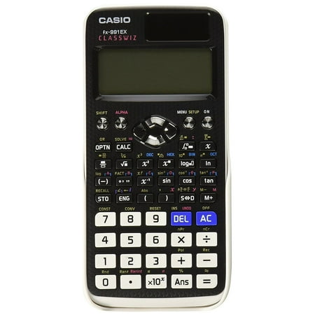 Casio Classwiz fx-991EX Scientific Calculator Operations/Functionality: Solving equations and systems of up to four equations 4 x 4 matrices  Vector calculation  Integration calculation  Differential calculation  Probability distribution  Calculation with technical symbols  Undo-function  Complex number calculation  Base-N calculation  Equation calculation  Inequality calculation  SUM calculation  47 scientific constants  40 Metrix conversions  Automatic parenthesis  24 Parentheses level  Variable memory (9)  Trigonometric and invers trigonometric  Hyperbolic and invers hyperbolic  Power/Power Root calculation  Logarithmic calculation  Exponential calculation  Root calculation  Combinatoric  Permutation  Prime factorization  Random integer  Conversion of polar coordinates into rectangular coordinates and invers  Fraction (two modes)  Conversion of sexagesimal into decimal and invers  Calculates in Degree  Grad and Radian  SCI/FIX/ENG  List based statistics1-variable statistics  Standard deviation2-variable statistics (Regressions)  Percentage calculation  Non-natural input  Output with form  Function table.