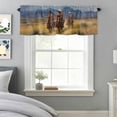 thumbnail image 3 of Western Cowboy Horse Window Valance for Kitchen, Grasslands Blue Sky Nature Scenery Rod Pocket Short Curtain for Small Windows, Light Filtering Decorative Valance, 42 x 18 Inch, 1 Panel, 3 of 9