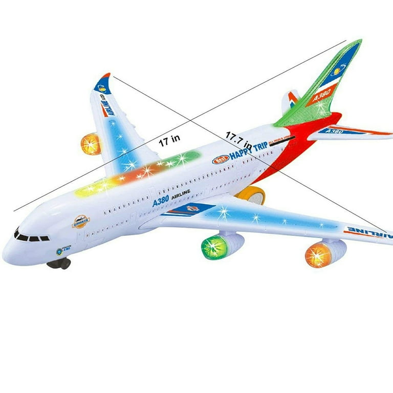 Kids Electric Airplane Toy Simulation Aircraft Jet Toy with Flashing Lights Realistic Engine Sounds 360 Rotating A380 Plane Model Toy