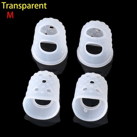 4pcs/set High Quality 6 Colors Non-slip Antipain Guitar Fingertip Protection Fingerstall For Ukulele Finger Guards Guitars Press Accessories TRANSPARENT M