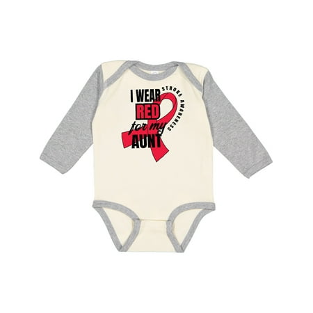 

Inktastic I Wear Red For My Aunt Stroke Awareness Gift Baby Boy or Baby Girl Long Sleeve Bodysuit