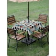 thumbnail image 3 of Outdoor Tablecloth with Umbrella Hole and Zipper, Summer Starfish Square Table Cloth 60x60 Inch Waterproof Tablecloth, Blue Conch Coral Ocean Vintage Plaid Picnic Table Cover for Patio Camping, 3 of 7
