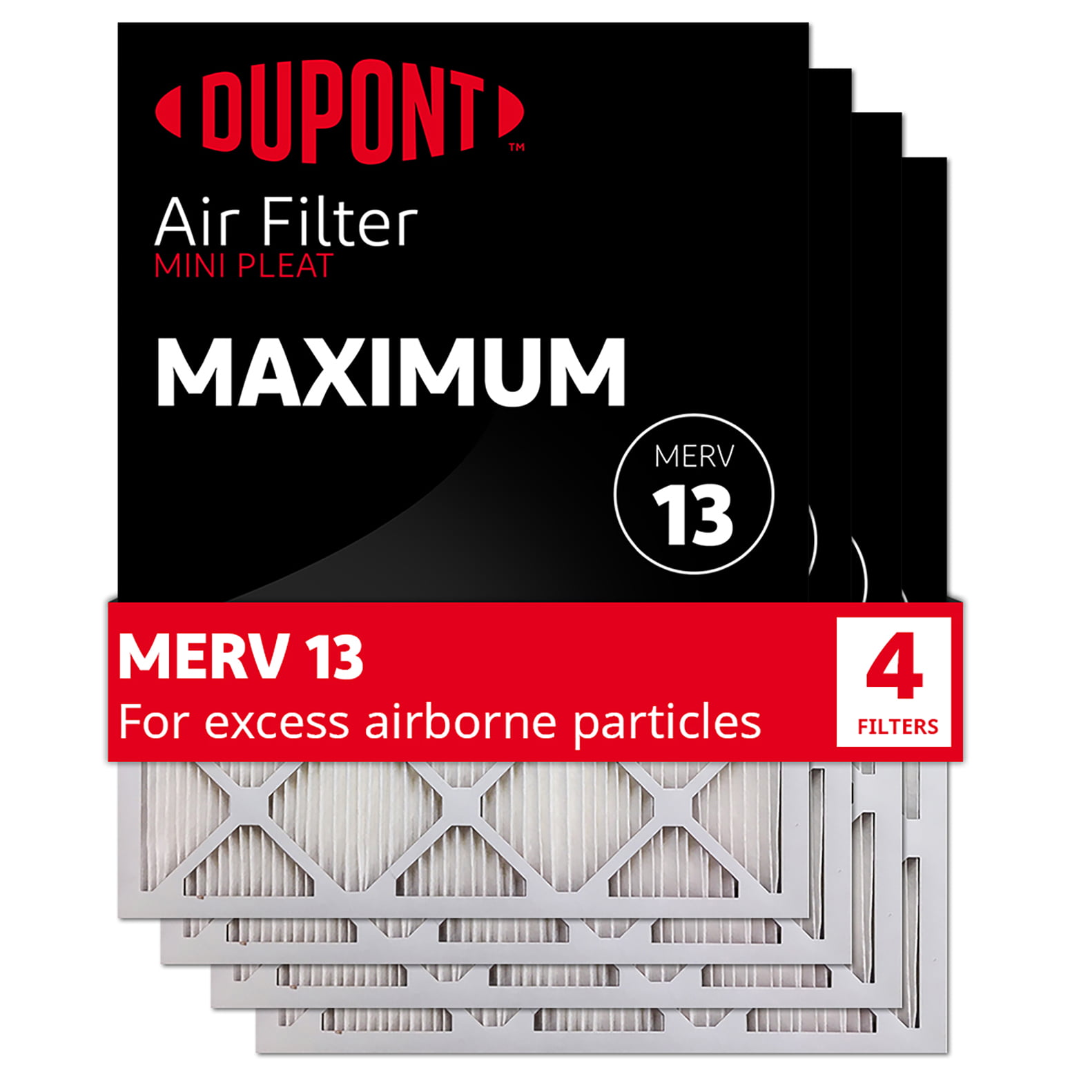 4 Packs Made in the USA by American Filter Company 19x22x1 Furnace/AC Filter MERV 13 