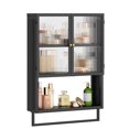 thumbnail image 4 of Soges Bathroom Storage Medicine Cabinets with Doors and Shelves,Towel Bar,over The Toilet Storage,Black, 4 of 8