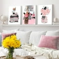 thumbnail image 2 of Framed Leopard Print Canvas Wall Hieng Picture Fashion Cheetah Printed Stylish Pink Books High Heels Perfume Poster Painting Preppy Girl Wall Decor for Living Room Women Bedroom, 2 of 6