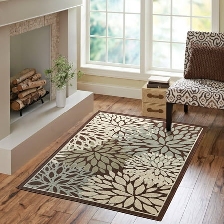 Better Homes and Gardens Mixed Floral Rug, Dark Brown