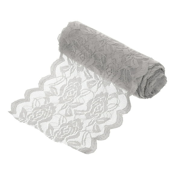 Uxcell Ruban en Dentelle Motif Floral Ruban en Dentelle Brodé pour la Couture et le Bricolage, Emballage Cadeau Déco de Mariage Gris Pâle