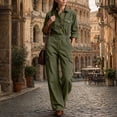 thumbnail image 6 of Edvintorg Jumpsuits for Women Plus Size One Piece Long Sleeve Button Down Romper with Pant Fashion Clothing Women S-3XL Army Green, 6 of 6