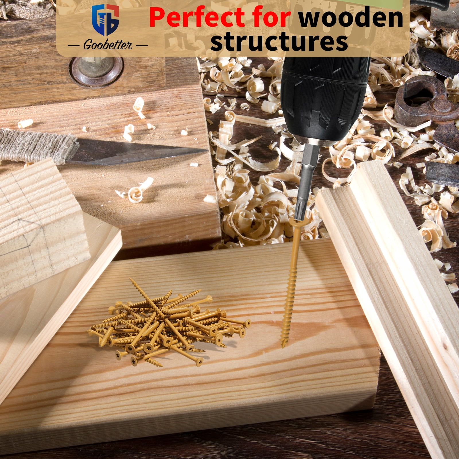 Goobetter 3 Inch Deck Screws, Wood Screws #10 x 3, 300 Pcs Torx