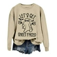 thumbnail image 2 of Let's Get Sheet Faced Halloween Sweatshirts for Women 2025 Crewneck Funny Ghost Graphic Sweatshirt Pullover Tops, 2 of 4