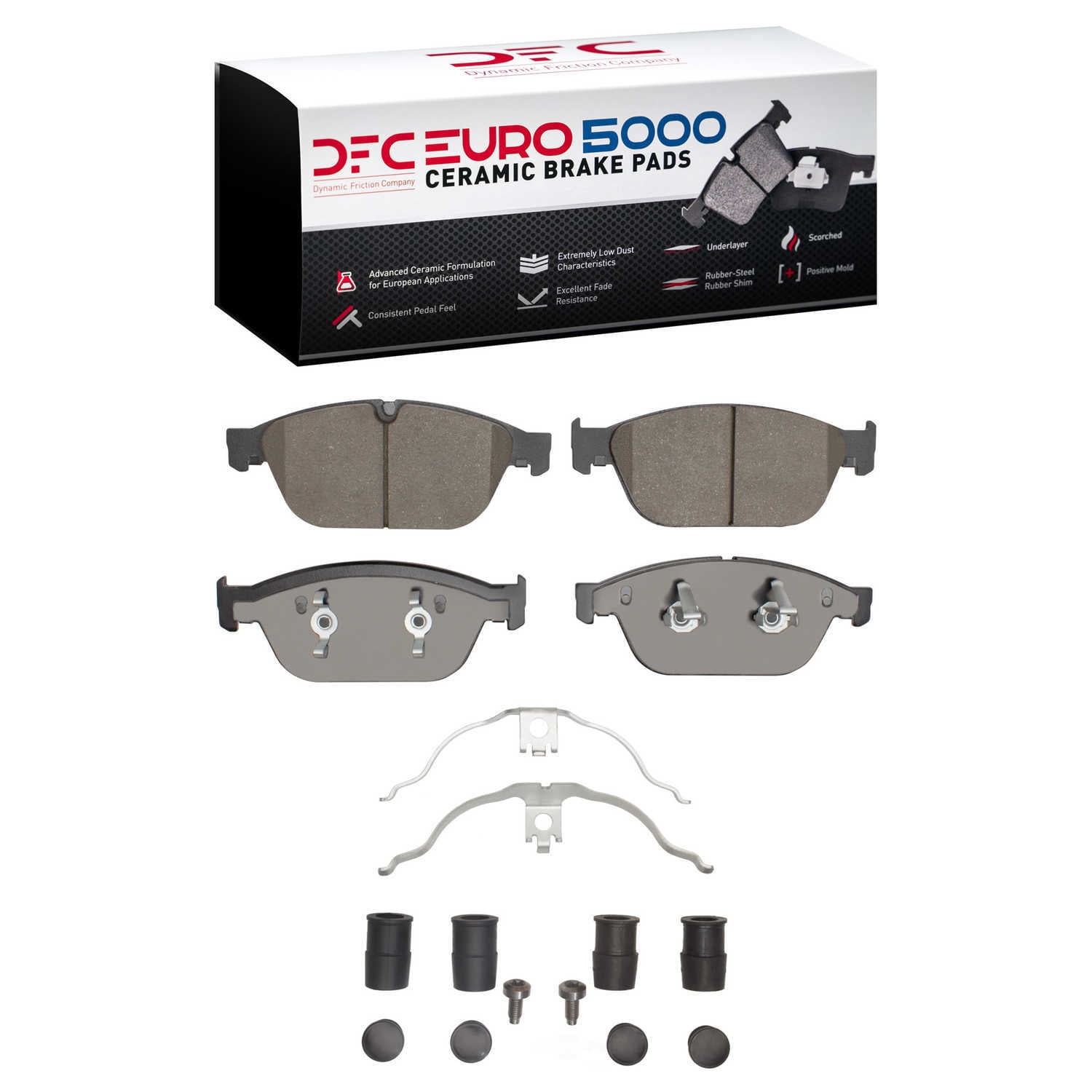 Dynamic Friction Company 1600-1546-01 DFC EURO 5000 Ceramic Brake Pads and Hardware Kit