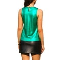 thumbnail image 3 of INSPIRE CHIC Women's Halloween Holographic Shiny Shirt Party Disco Metallic Tank Top for Women XL Green-1, 3 of 6