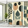 thumbnail image 4 of Ambesonne Monstera Shower Curtain, Mid Century Boho Abstract, 69"Wx84"L, Pale Reseda Green and Camel, 4 of 4