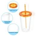 thumbnail image 3 of Acrylic Tumbler with Lid and Straw, 16 Oz Reusable Double Wall Cups, Clear Travel Tumblers (Orange), 3 of 6