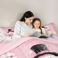 thumbnail image 4 of Homewish Kawaii Pink Snowman Bedding Comforter Set 7 Pieces for Teens, Winter Xmas Tree Snowflake Full Bedding Set, Fairy Tale Style Reversible Fitted Sheet Flat Sheet, Luxury Bedroom Decor, 4 of 7