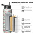 thumbnail image 2 of Sports Performance 40oz Insulated Flamingo Themed Water Bottle Flamingo Themed Themed Stainless Steel Wide Mouth Handle Lid, 2 of 6