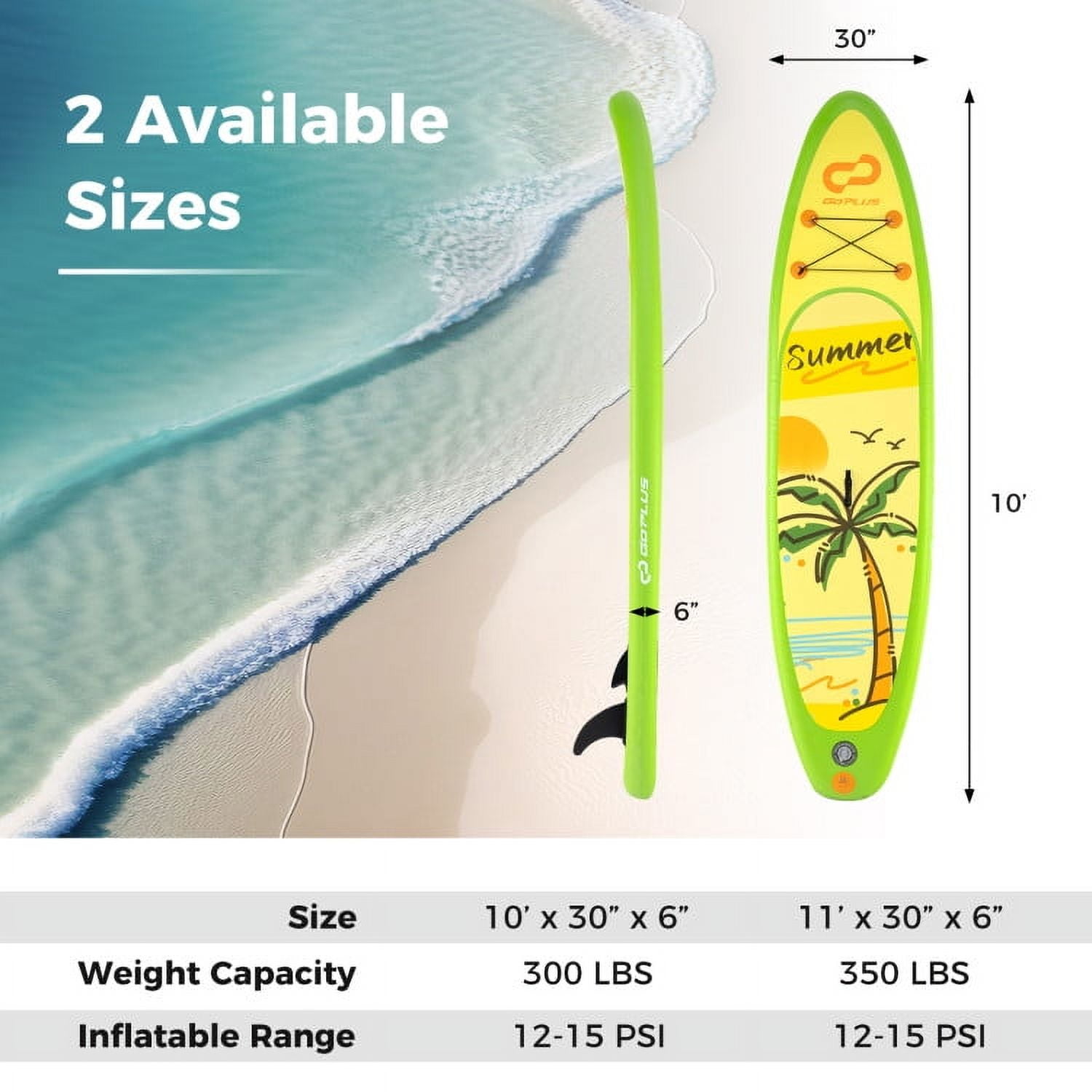 Barara King Inflatable Stand up Paddle Board iSUP Board Accessories with 3 Fins-S