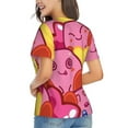 thumbnail image 3 of Cute Pink Kirby Women's T Shirts V-Neck Tee Shirt Casual Short Sleeve T-Shirt Soft 3D Printed Summer Tee Tops Shirt Small, 3 of 8