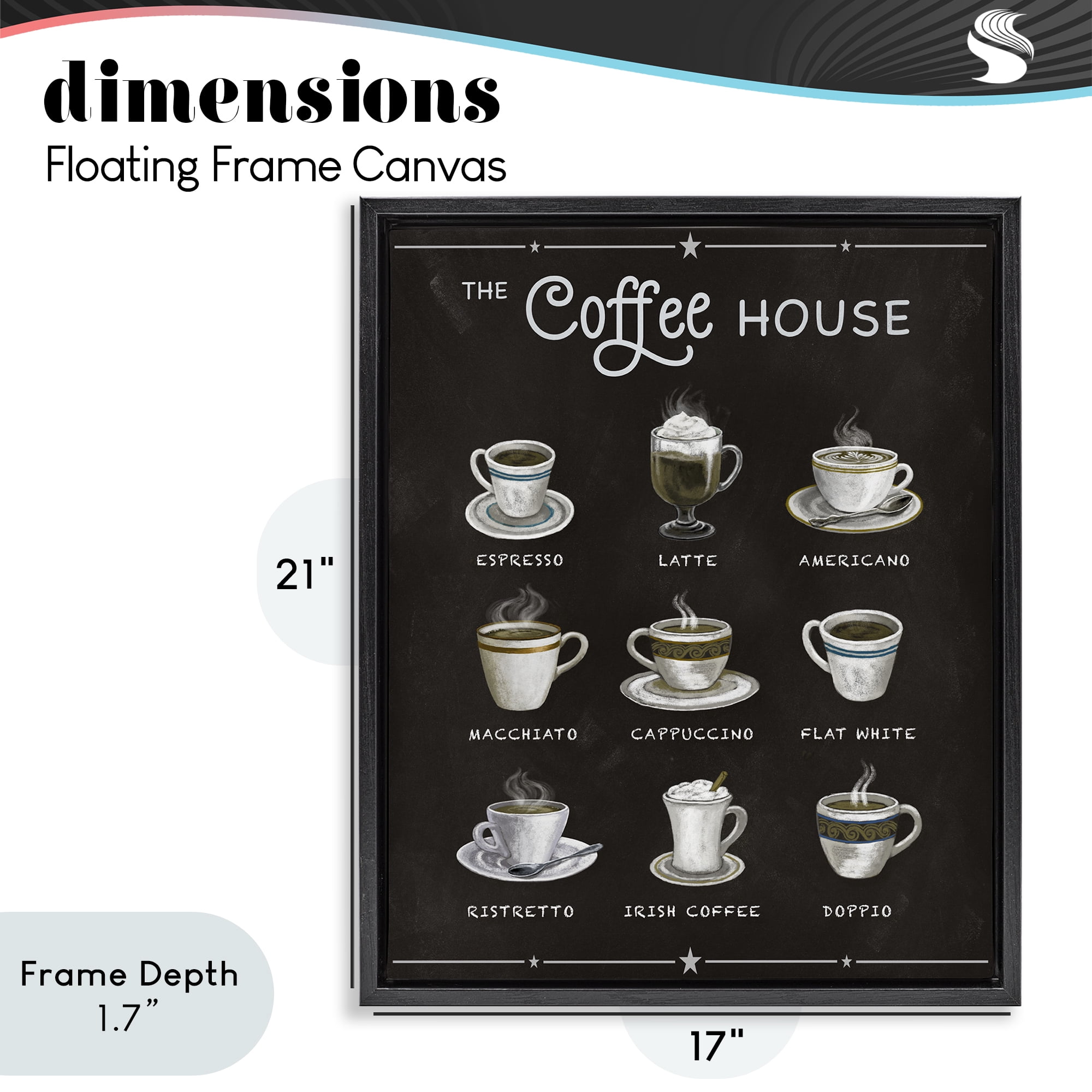 Stupell Industries The Coffee House Menu Black Framed Floater Canvas Wall Art, design by Conrad Knutsen