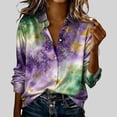 thumbnail image 1 of TaTaai Womens Carnival Print Long Sleeve Shirt Round Neck Casual Polyester Blouse Lightweight Festival Holiday Top Runs Small Gift, 1 of 5
