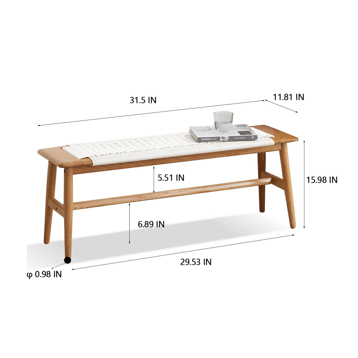 47.24 in. Brown Rectangle Low Table with Drawer 100% Solid Wood Top Plate Desk Coffee Table Study Table Work from Home