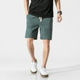 thumbnail image 3 of Mens Cotton Linen Shorts Casual Elastic Waist Drawstring Straight Leg Shorts Solid Comfy Lounge Shorts with Pockets, 3 of 7