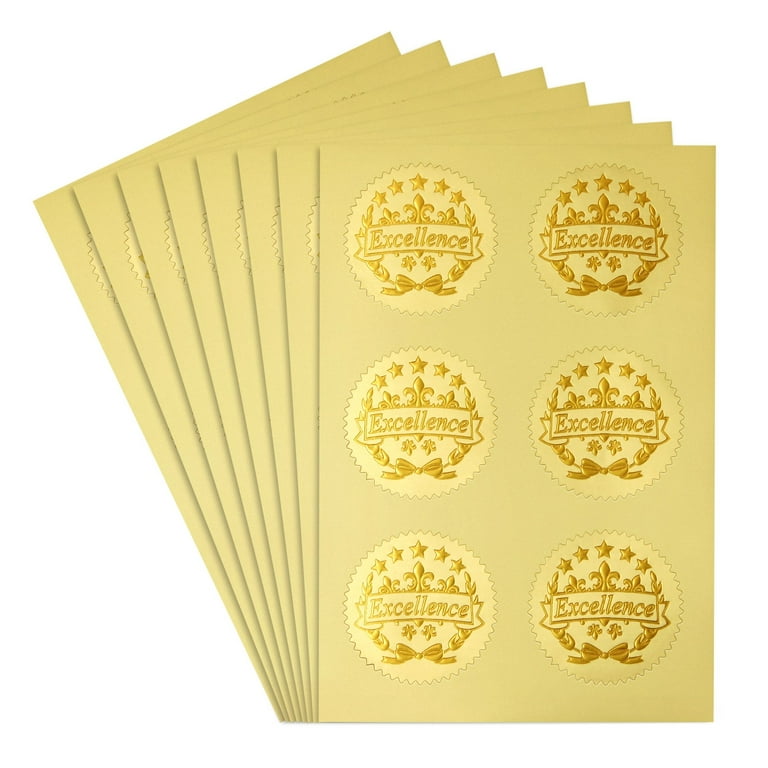 48 Sheets Blue Certificate of Recognition Award Paper with Gold Foil Sticker Seals for Graduation Diploma, Achievements, 8.5 x 11 in, White
