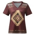 thumbnail image 4 of Modèle de Style Ethnique Occidental pour Femmes Imprimé V Cou T-Shirt à Manches Courtes de Style Occidental pour Femmes, 4 of 6