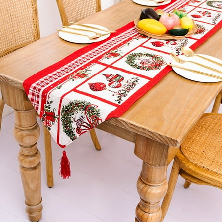 

Creative Christmas Cotton Linen Tablecloth Table Flag Desktop Decoration