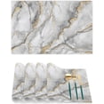 thumbnail image 3 of Placemats Set of 4 Heat-Resistant Rectangle Place Mats Grey Gold Marble Washable Plastic PVC Dining Table Mat Non-Slip Wipeable Woven Vinyl Placemat for Kitchen Patio Table Decor, 3 of 8