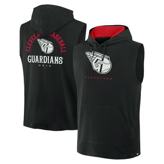Men's Fanatics Black Cleveland Guardians Fire Speed Sleeveless Pullover Hoodie