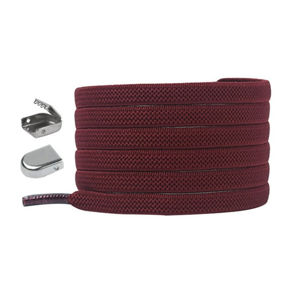 1 Pair Elastic Shoelaces Press Lazy Shoestring Press Buckle Buckle Rubber Band Lazy Shoestring Sports Shoe Lace, Wine Red