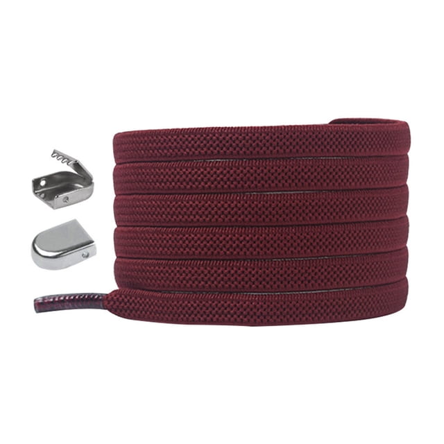 1 Paire de Lacets Élastiques Boucle à Pression Bande de Caoutchouc Lacets Paresseux Lacets Élastiques Lacets de Chaussures de Sport, Rouge Vin