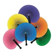 Solid-Color Paper Fans - Party Supplies - 12 Pieces