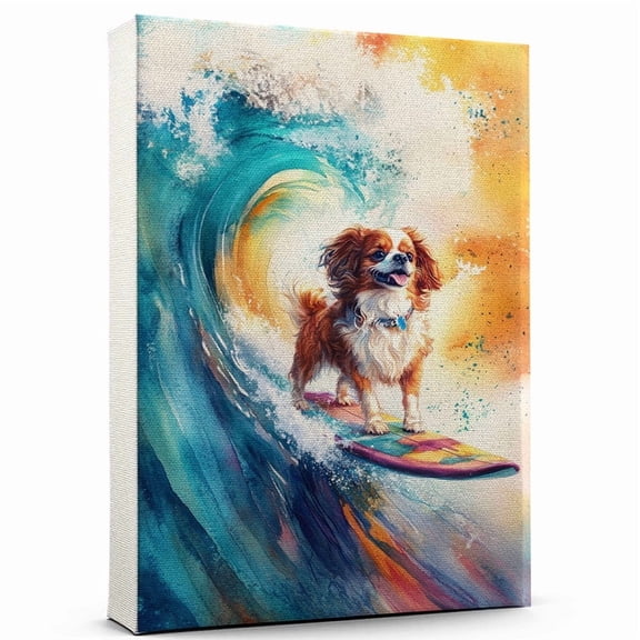 Tibetan Spaniel Dog Stretched Canvas Size 8x12 – Surfboard Canvas Print of Funny Tibetan Spaniel Dog Wall Art, Surfboard Sports Wall Decor, Home Decor, Dog Lover