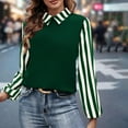 thumbnail image 2 of ZHYou Women Striped Contrast Collar Tops,Loose Fit,Stretchy Soft Daily Office Wear Dress Shirts,Green,Size L, 2 of 6