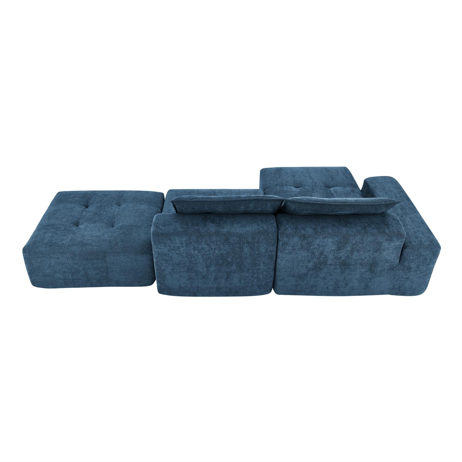 Demi Bonn 108" Modular L Shaped Sectional Sofa, Wide Deep Seat Convertible Linen Couch Set for Living Room & Office, No Assembly, Blue