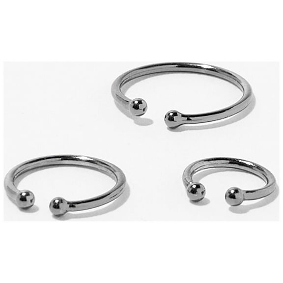 Claire's Hematite Mixed Faux Nose Rings (3 Pack)