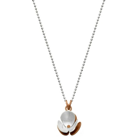 5th & Main Sterling Silver and 14kt Rose Gold-Plated Rose Trillium Flower Pendant