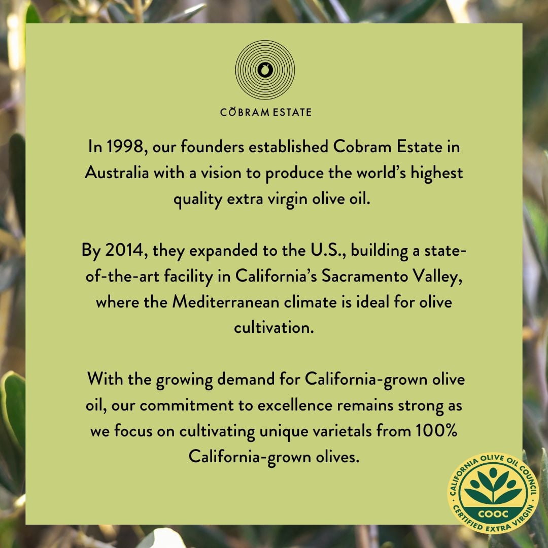 Pack of 6, Cobram Estate California Select Extra Virgin Olive Oil, 375 ml